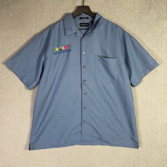 Epcot Food & Wine Festival‎ Shirt Large Cabana Breeze UltraClub Blue Button Up - Picture 1 of 6